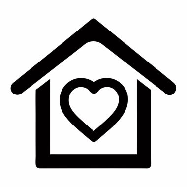 Siyah ikonlu ev kalbi. vektör illüstrasyonu