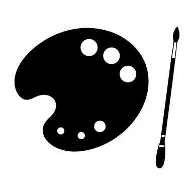 Bir palet ve boya fırçasının vektör çizimi