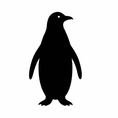 Beyaz arka planda sevimli penguen silueti. vektör illüstrasyonu