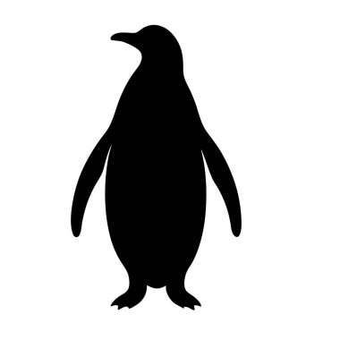 Beyaz arkaplanda izole edilmiş sevimli penguen silueti