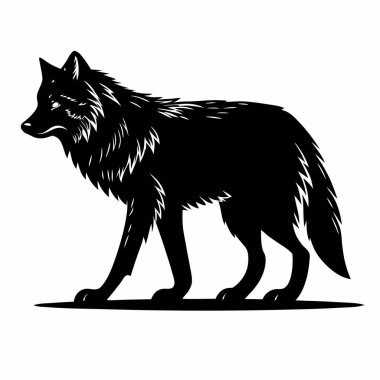 beyaz arka plan üzerinde siyah kurt.