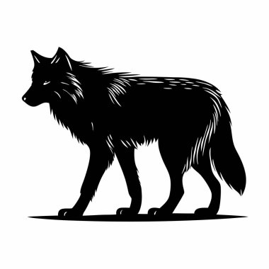 Beyaz arkaplanda kurt silueti vektör çizimi