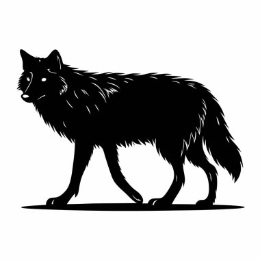 Beyaz arkaplanda siyah kurt vektörü silueti
