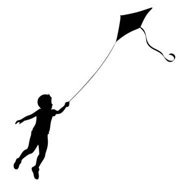 Uçurtma uçuran bir çocuğun silüeti..
