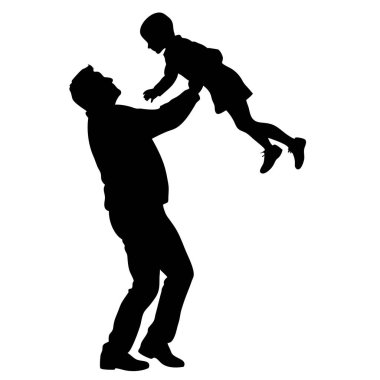 Beyaz arka planda baba ve oğulun silueti