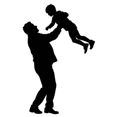 vektör silueti beyaz arka planda baba ve kızı.