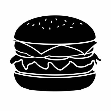 Beyaz arkaplanda izole edilmiş basit bir burger simgesi
