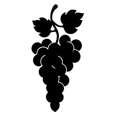 Üzüm dalı simgesi. Beyaz arkaplanda izole edilmiş web tasarımı için üzüm vektör simgesinin basit çizimi