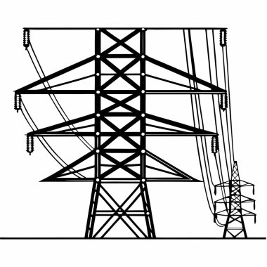 Yüksek voltajlı elektrik hattı. vektör illüstrasyonu
