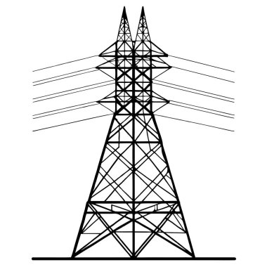 elektrik yüksek gerilim çizgisi simgesi, dış hat vektör tasarımı