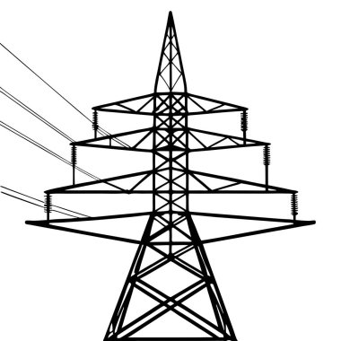 Yüksek voltajlı elektrik direği, vektör illüstrasyonu