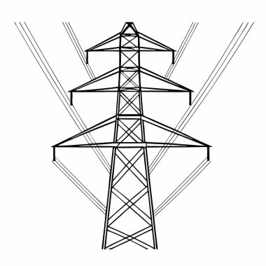 Güç kulesi simgesi. Ağ için elektrik kulesi vektör simgesinin özet çizimi