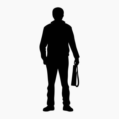 Alışveriş çantalı, siluetli bir adam silueti.