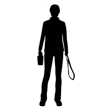 Beyaz arka planda sırt çantalı iş adamının vektör silueti