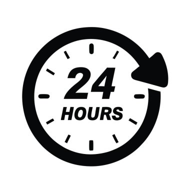 24 saat servis simgesi, vektör illüstrasyonu