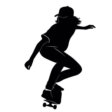 Kaykaylı kız. vektör illüstrasyonu