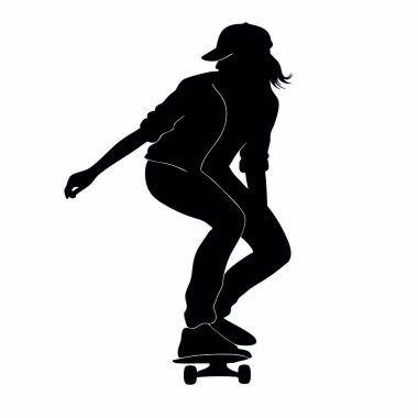 Kaykaylı bir kızın vektör silueti.