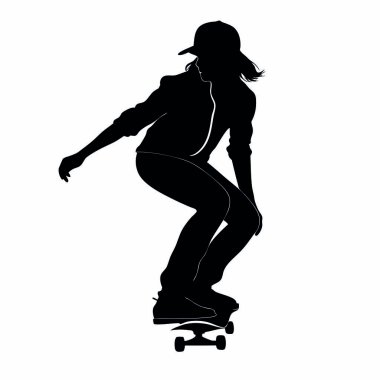 Genç bayan patenci silueti
