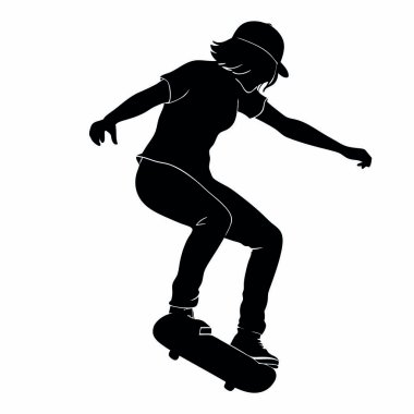 Siyah ve siluetli kadın kaykaycı.