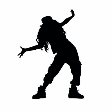 Beyaz üzerinde dans eden bir kadının silüeti.