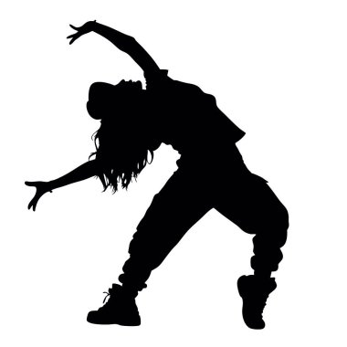 Dans ettiği bir kadın silüeti vektör.