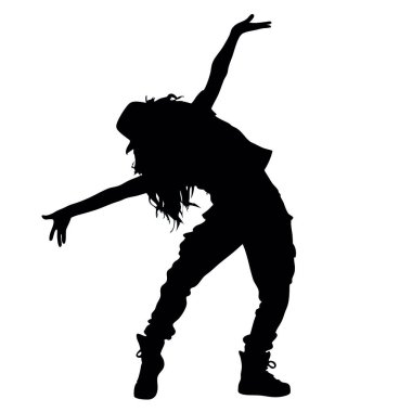 Dans eden bir kadının vektör silueti.