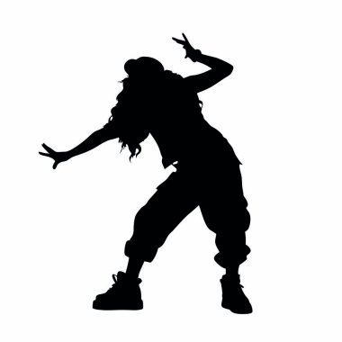 Beyaz arka planda bir dansçı silueti.