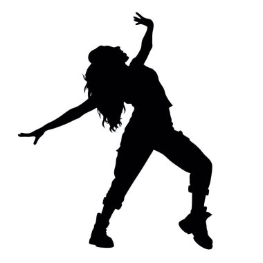 Kız dans eden siluet vektörü