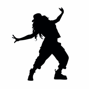 Beyaz arka planda dans eden bir kadının silüeti.