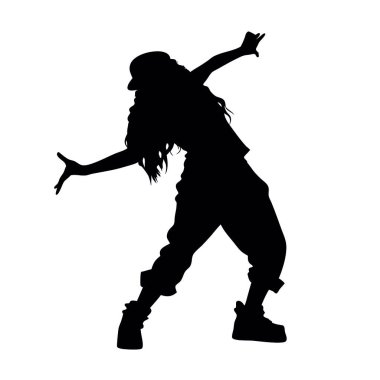 Kızın beyaz zemin üzerine siluet vektör.