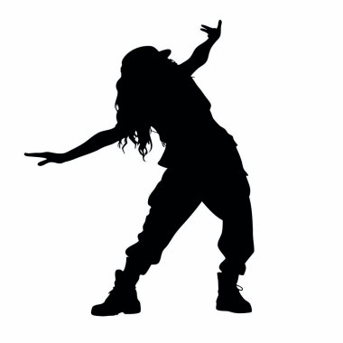 Dans eden bir kadının vektör silueti.