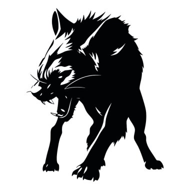 vektör siyah kurt. Kurt kafası beyaz arkaplanda izole edildi