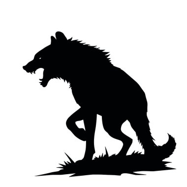 Beyaz arkaplanda bir kurdun vektör silueti