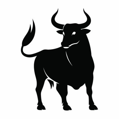Beyaz üzerine siyah boğa silueti