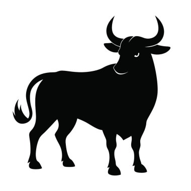 Boğa silueti. siyah ve beyaz vektör çizimi.