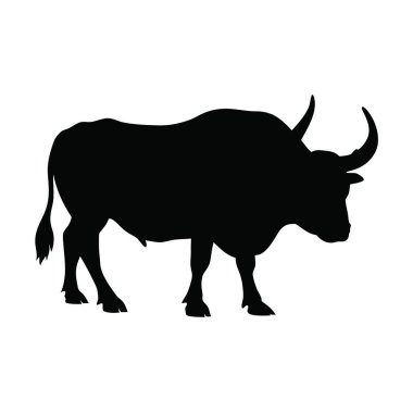 Boynuzlu siluet boğa, vektör çizimi