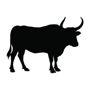 Beyaz arkaplanda siyah boğa silueti