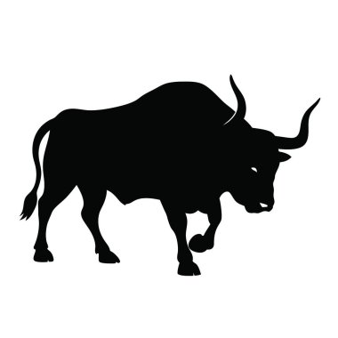 Beyaz arka planda siyah boğa silueti