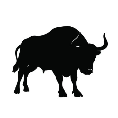 Beyaz arka planda siluet boğa