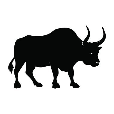 Boğa siyahi vektör ikonu. Hayvan sembolü. izole resim