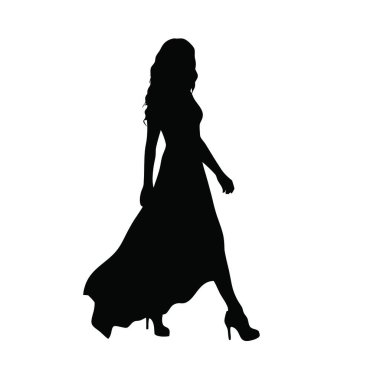 Beyaz arkaplanda vektör silueti kızı