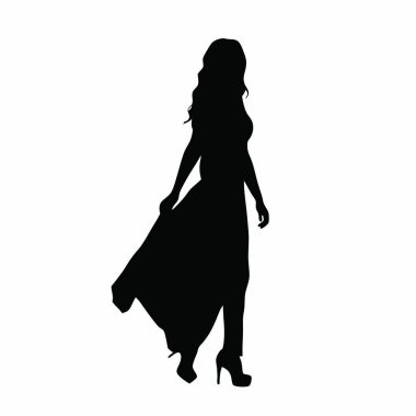 Beyaz arka planda bir kadının vektör silueti.