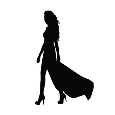 kadının beyaz zemin üzerine siluet vektör.