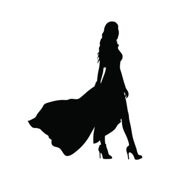 Beyaz arka planda bir kızın silueti. Vektör illüstrasyonu.