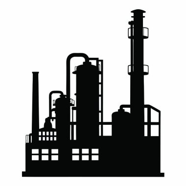 Petrol rafinerisi ikonu. Web için basit bir rafineri bitki vektör simgesi çizimi