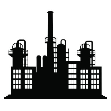 Fabrika binası silueti izole edilmiş simge