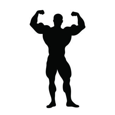 Vücut geliştirme silueti. Dambılı bir inşaatçı. Beyaz arkaplanda vektör illüstrasyonu.