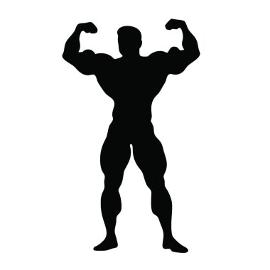 Güçlü bir vücut geliştiricinin silueti. vektör illüstrasyonu