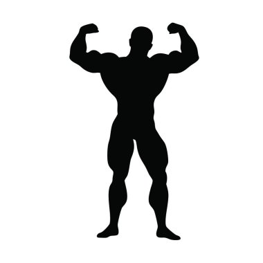 Vektör güçlü adam silueti. Güçlü adam. Beyaz arkaplanda vektör illüstrasyonu.