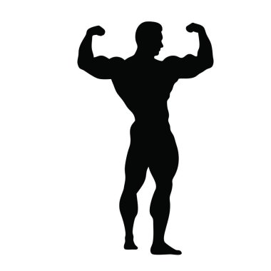 Beyaz arkaplanda bir erkeğin vektör silueti.